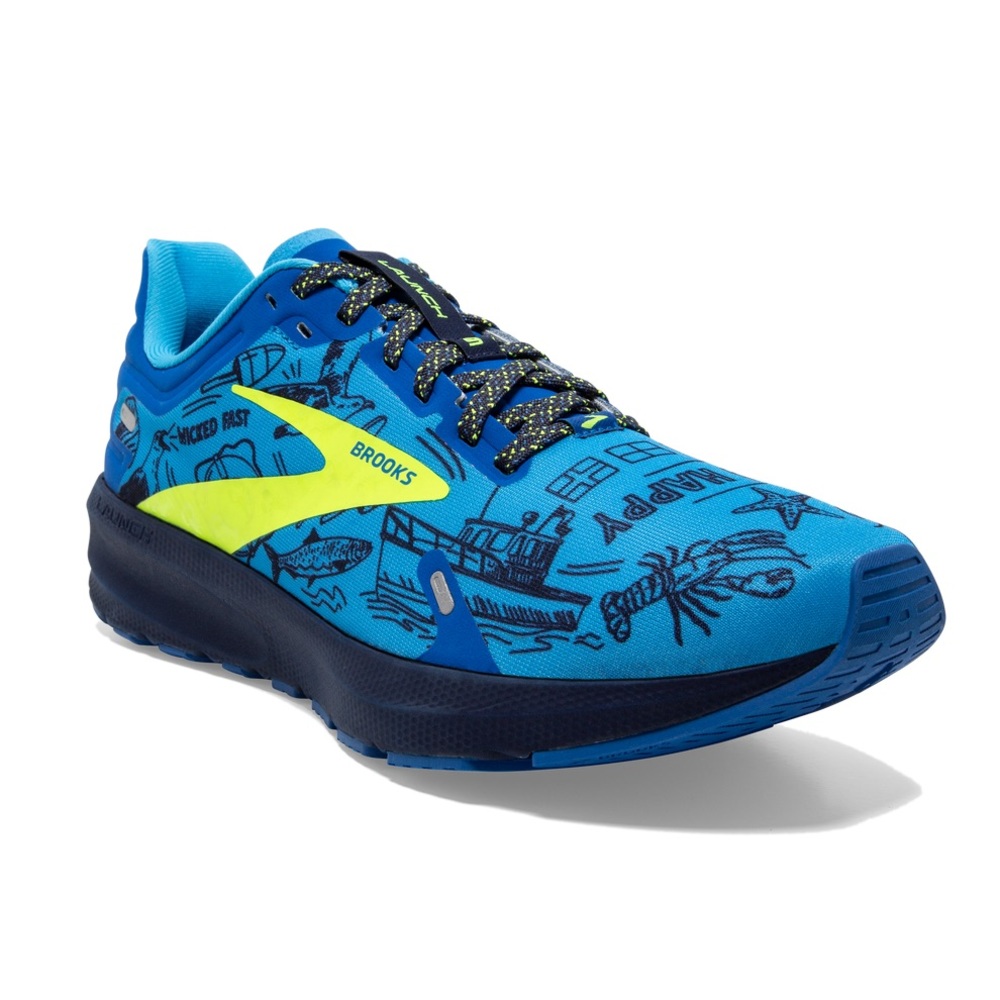 Brooks Vibrant Blue Athletic Shoes with Neon Yellow Accents